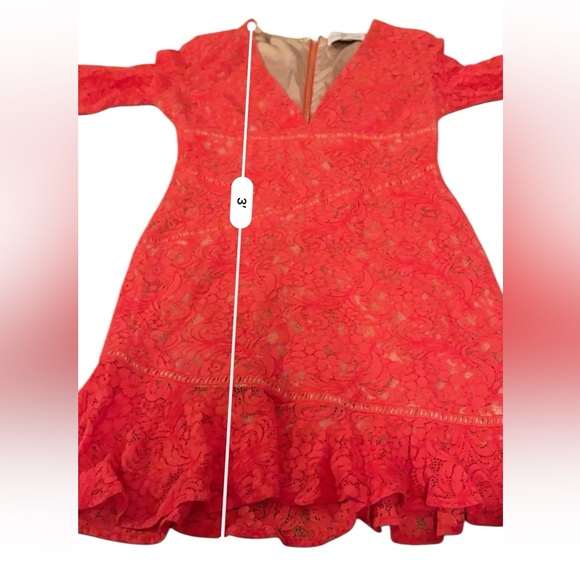 RTR Stylestalker Ari Red Lace V Neck Half Sleeve Sheath Mini Dress Sz M - Picture 11 of 11
